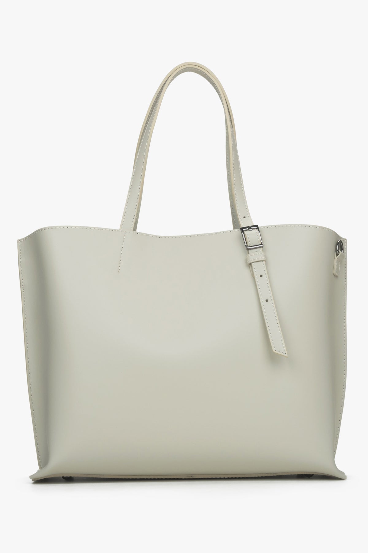 Jasnobeżowa torebka damska typu shopper z włoskiej skóry naturalnej Estro ER00115088