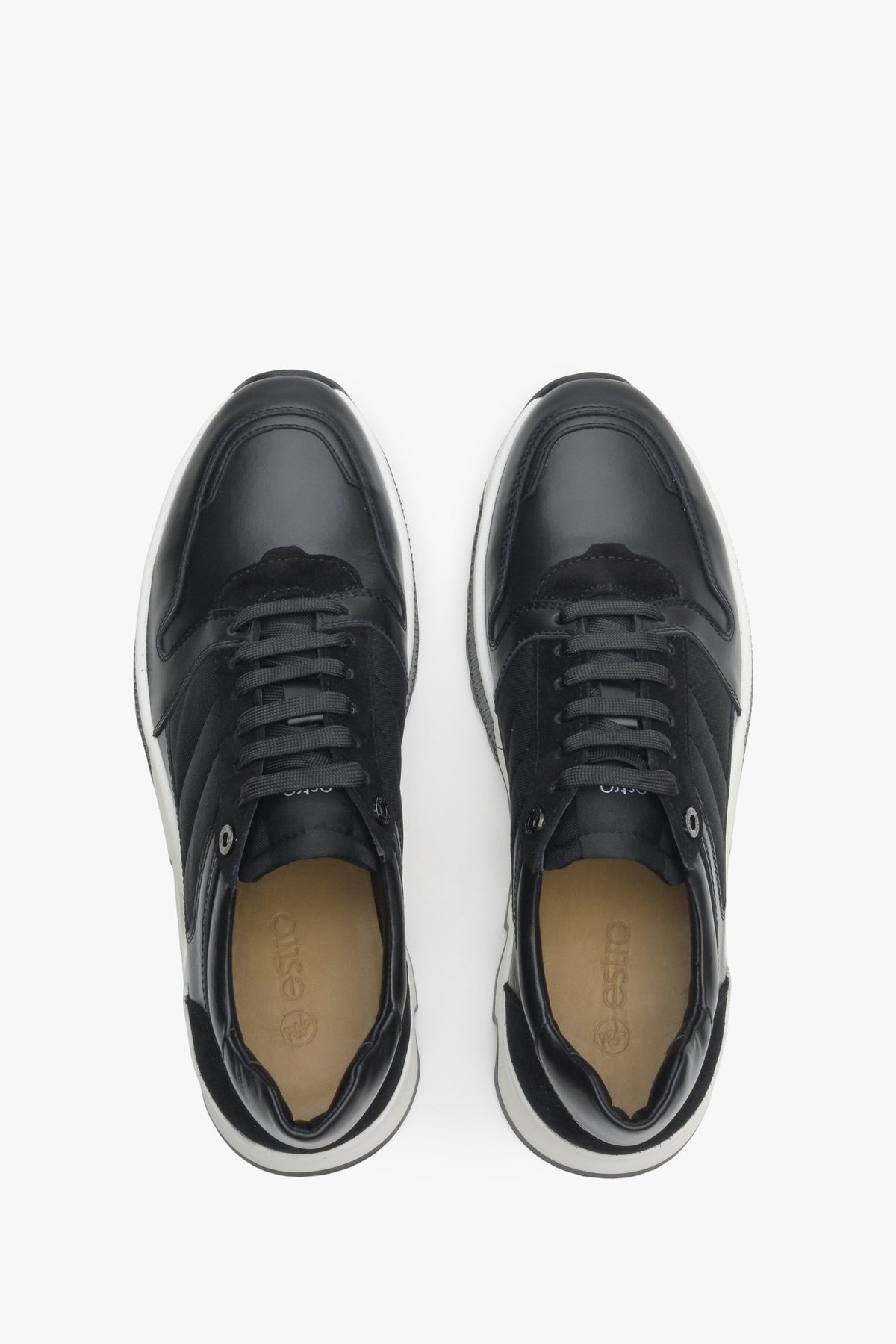 Męskie sneakersy z weluru i skóry naturalnej Estro - prezentacja modelu z góry.