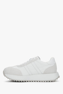 Damskie białe sneakersy ze skóry naturalnej i weluru ES8.