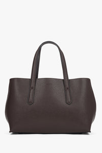 Ciemnobrązowe elegancka torebka damska typu tote ze skóry naturalnej Estro ER00118995.