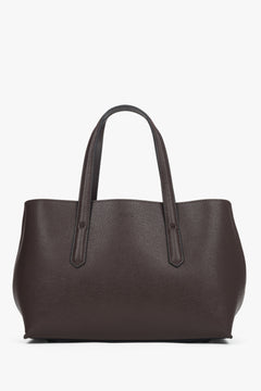 Ciemnobrązowe elegancka torebka damska typu tote ze skóry naturalnej Estro ER00118995.