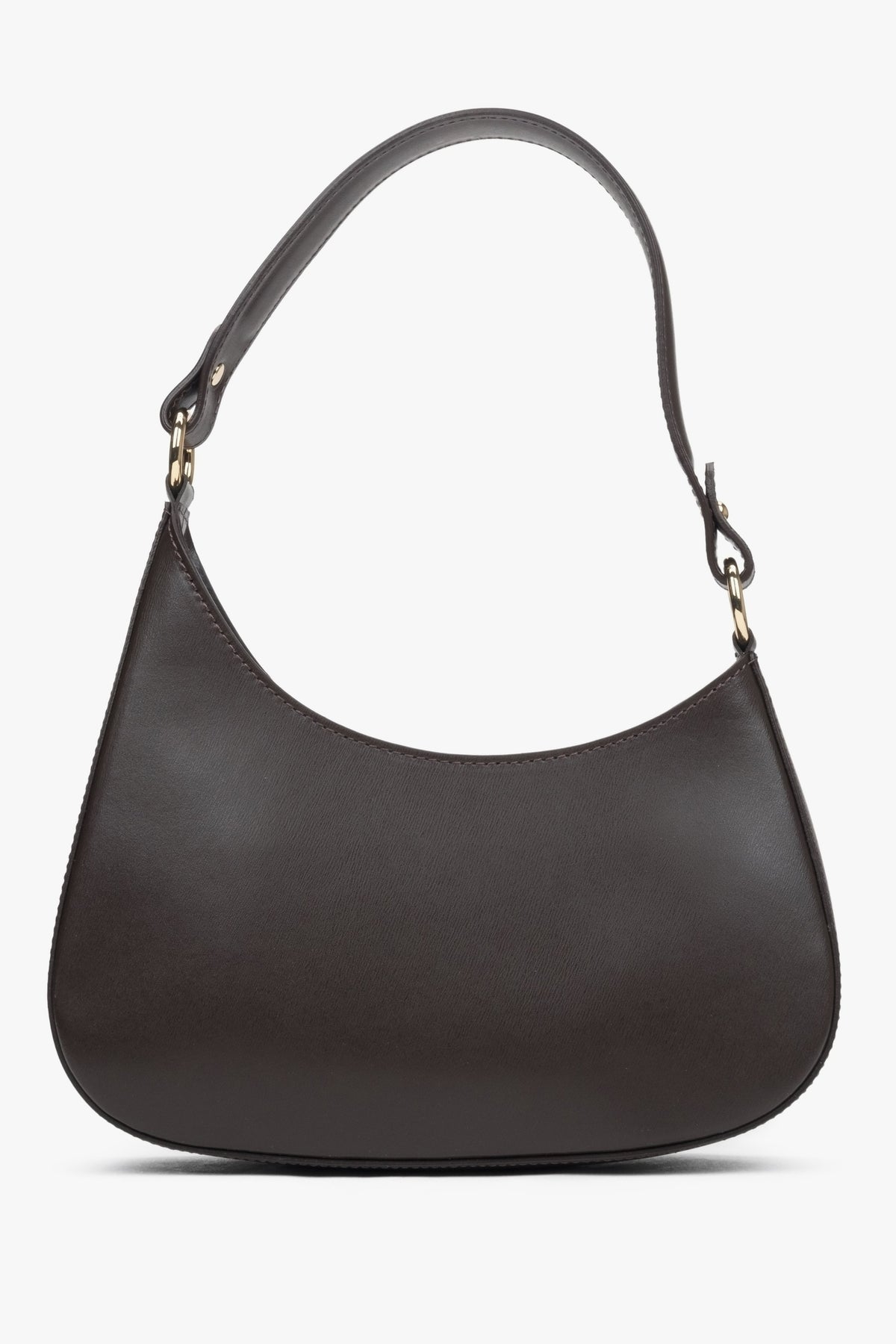 Ciemnobrązowa torebka damska typu shoulder bag z włoskiej skóry naturalnej Premium Estro ER00116375
