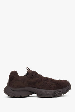 Ciemnobrązowe sneakersy damskie ES8, na sprężystej platformie, z miękkiego weluru.