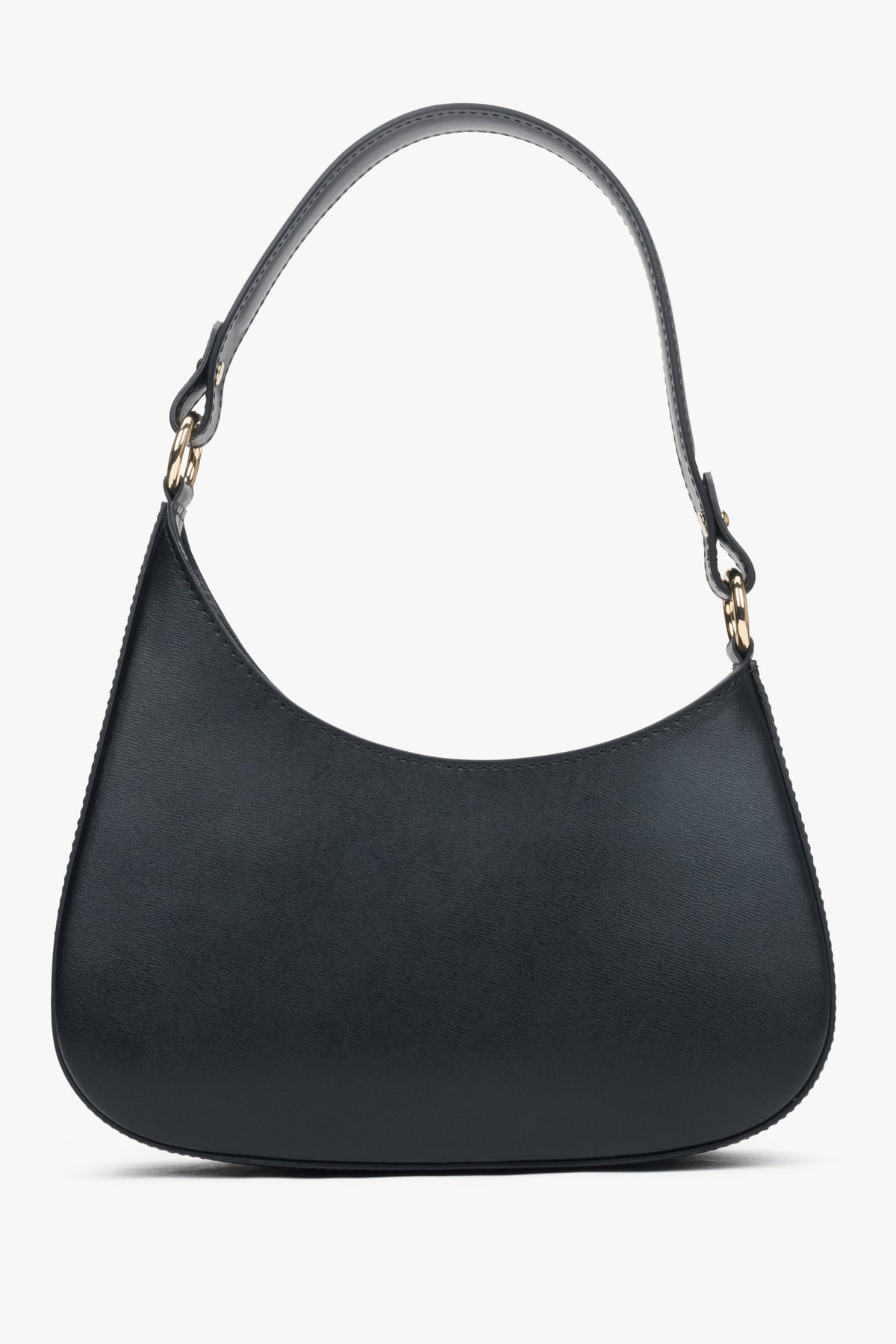 Torebka damska typu shoulder bag, czarna, z włoskiej skóry naturalnej Premium, Estro.