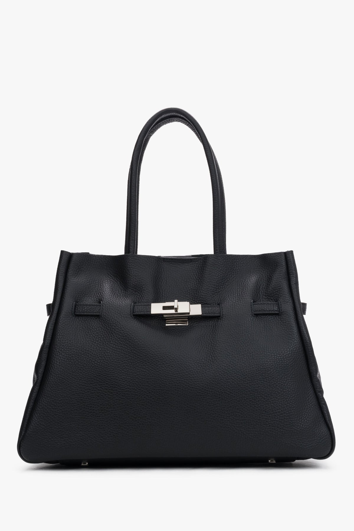 Czarna torebka typu tote z włoskiej skóry naturalnej Premium Estro ER00120583.