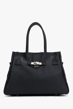 Czarna torebka typu tote z włoskiej skóry naturalnej Premium Estro ER00120583.