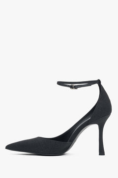 Damskie czarne buty na wysokim obcasie ze sprzączką Estro.