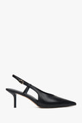 Czarne czółenka damska z odkrytą piętą typu slingback na stabilnej szpilce Estro ER00116919.