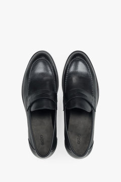 Loafersy męskie, czarne, klasyczne, ze skóry naturalnej, Estro.