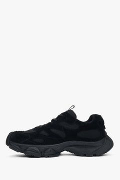 Sneakersy damskie na sprężystej platformie, czarne, z miękkiego weluru, ES8.