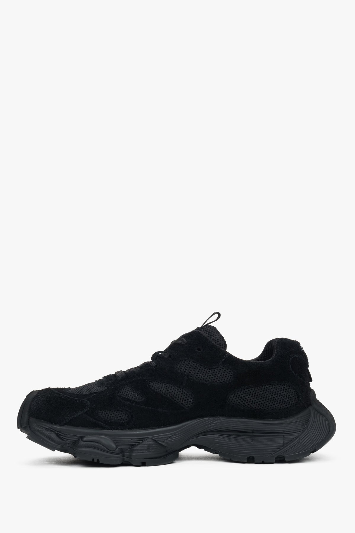 Sneakersy damskie na sprężystej platformie, czarne, z miękkiego weluru, ES8.