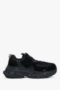 ES8 - czarne sneakersy damskie na grubej podeszwie z weluru naturalnego.