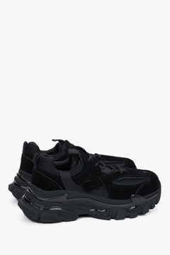 Czarne sneakersy damskie ES8, na grubej podeszwie, z weluru naturalnego.