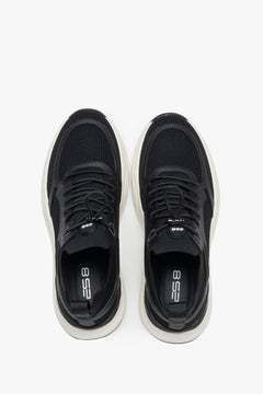 Sneakersy męskie sportowe, czarne, z miękkich tekstyliów i przewiewnej siateczki, ES8.