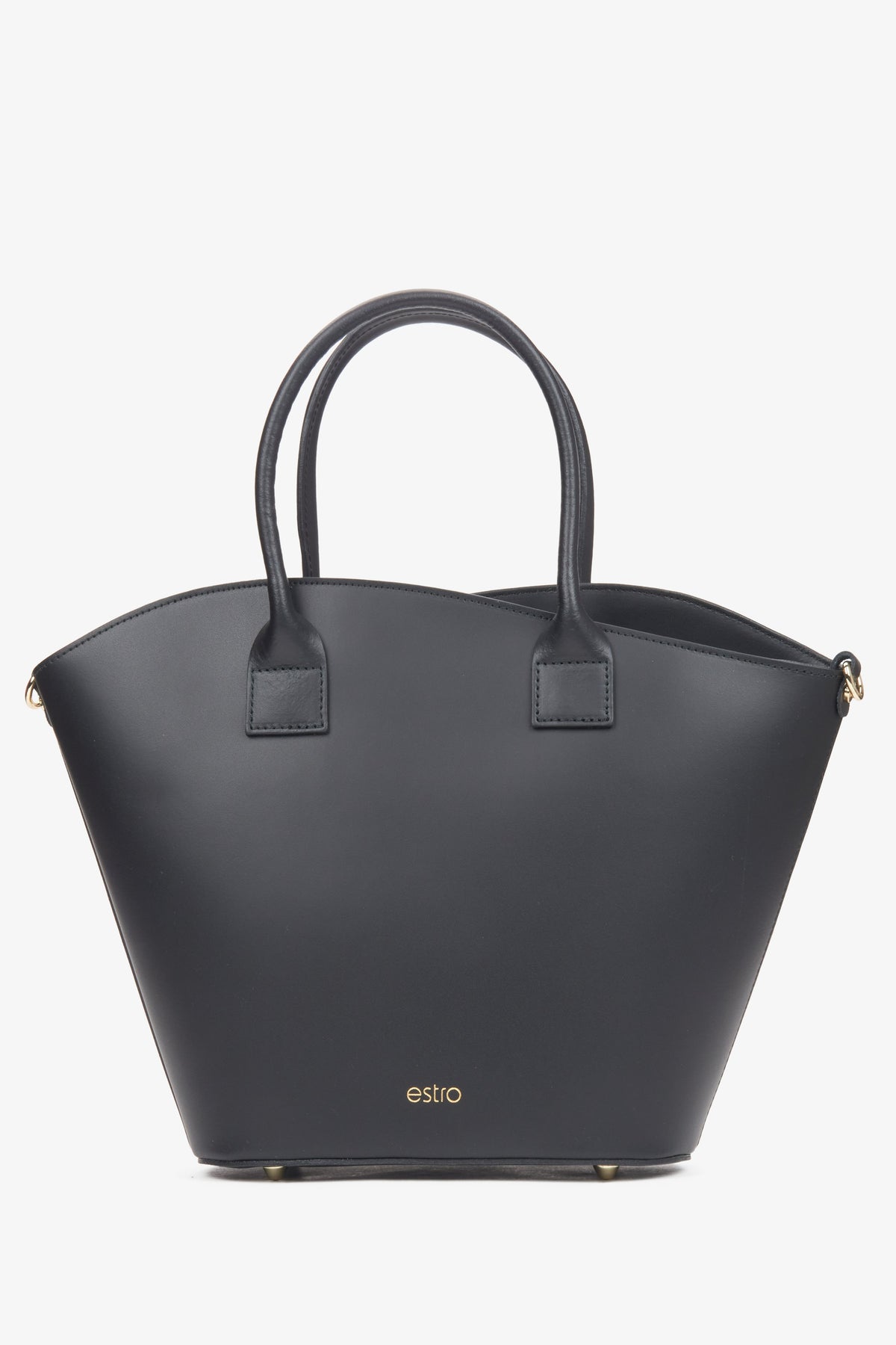 Estro - duża czarna torebka damska typu shopper z włoskiej skóry naturalnej Premium.