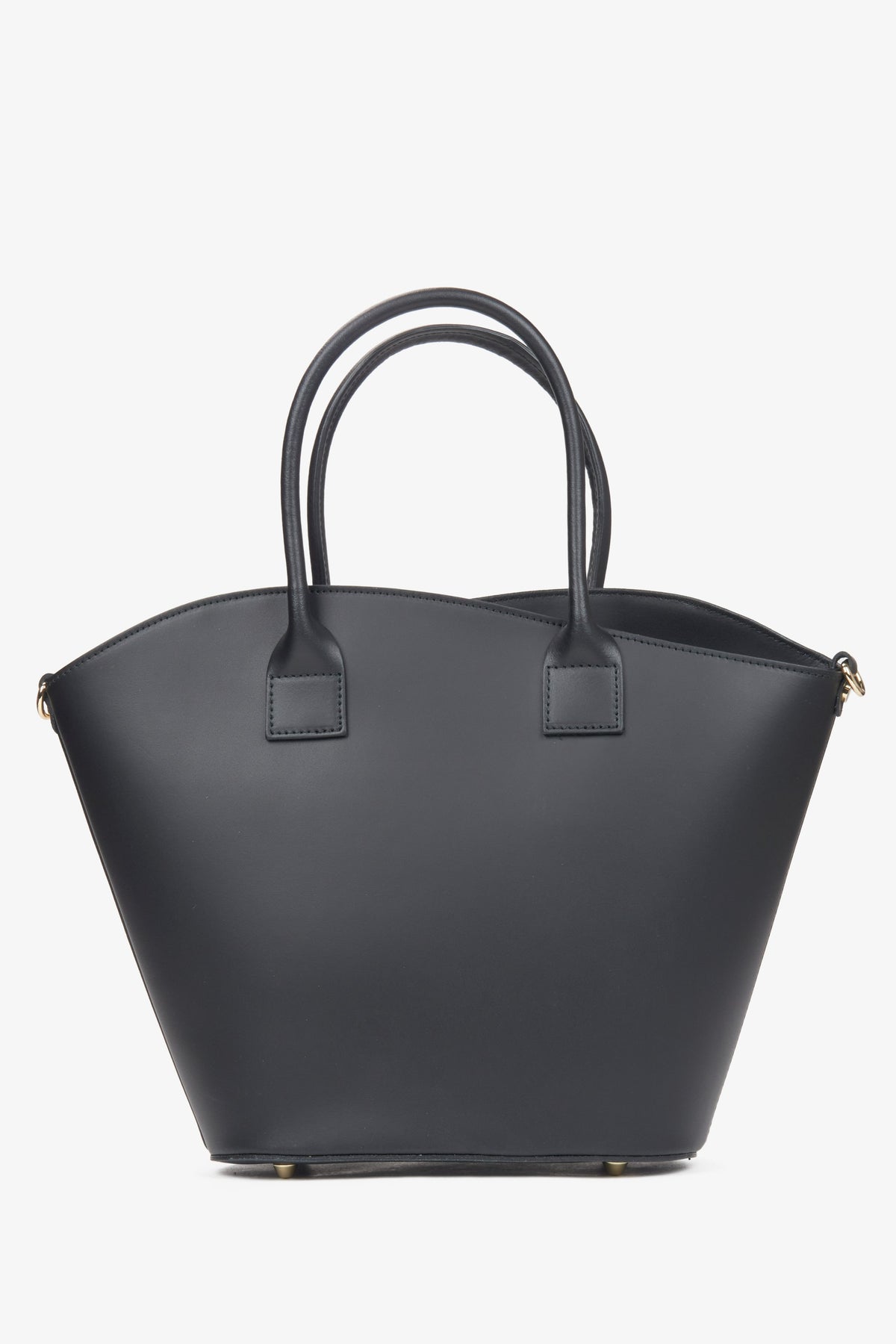 Z włoskiej skóry naturalnej Premium, duża czarna torebka damska typu shopper Estro.