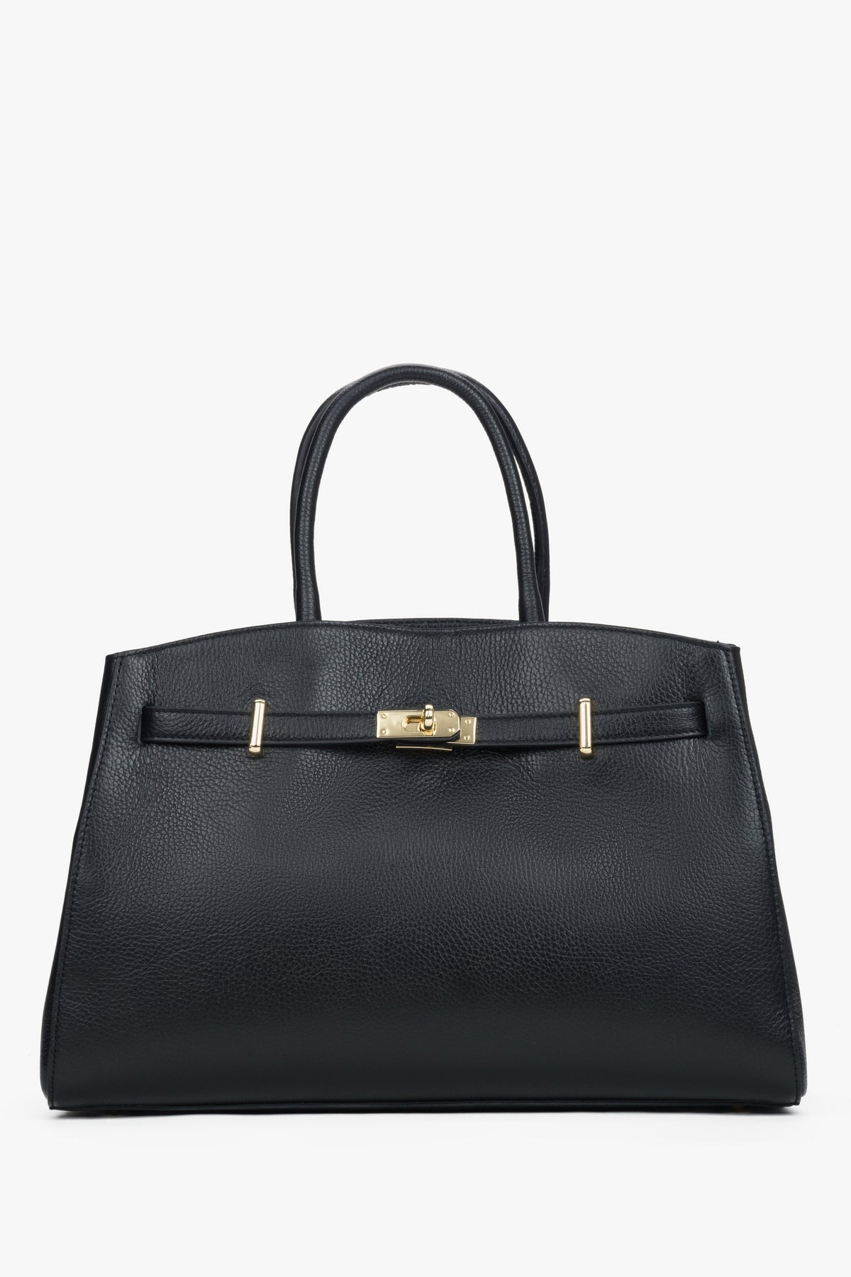 Elegancka czarna torebka typu tote z włoskiej skóry naturalnej Premium Estro ER00118556.
