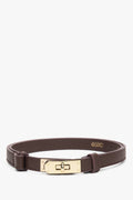 Elegancki damski bordowy pasek z włoskiej naturalnej skóry Premium Estro ER00118604.