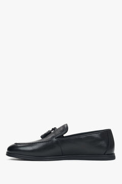 Męskie eleganckie czarne loafersy z chwostem ze skóry naturalnej Estro.