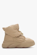 Beżowe ocieplane śniegowce damskie ze skóry naturalnej i futra Estro ER00114234