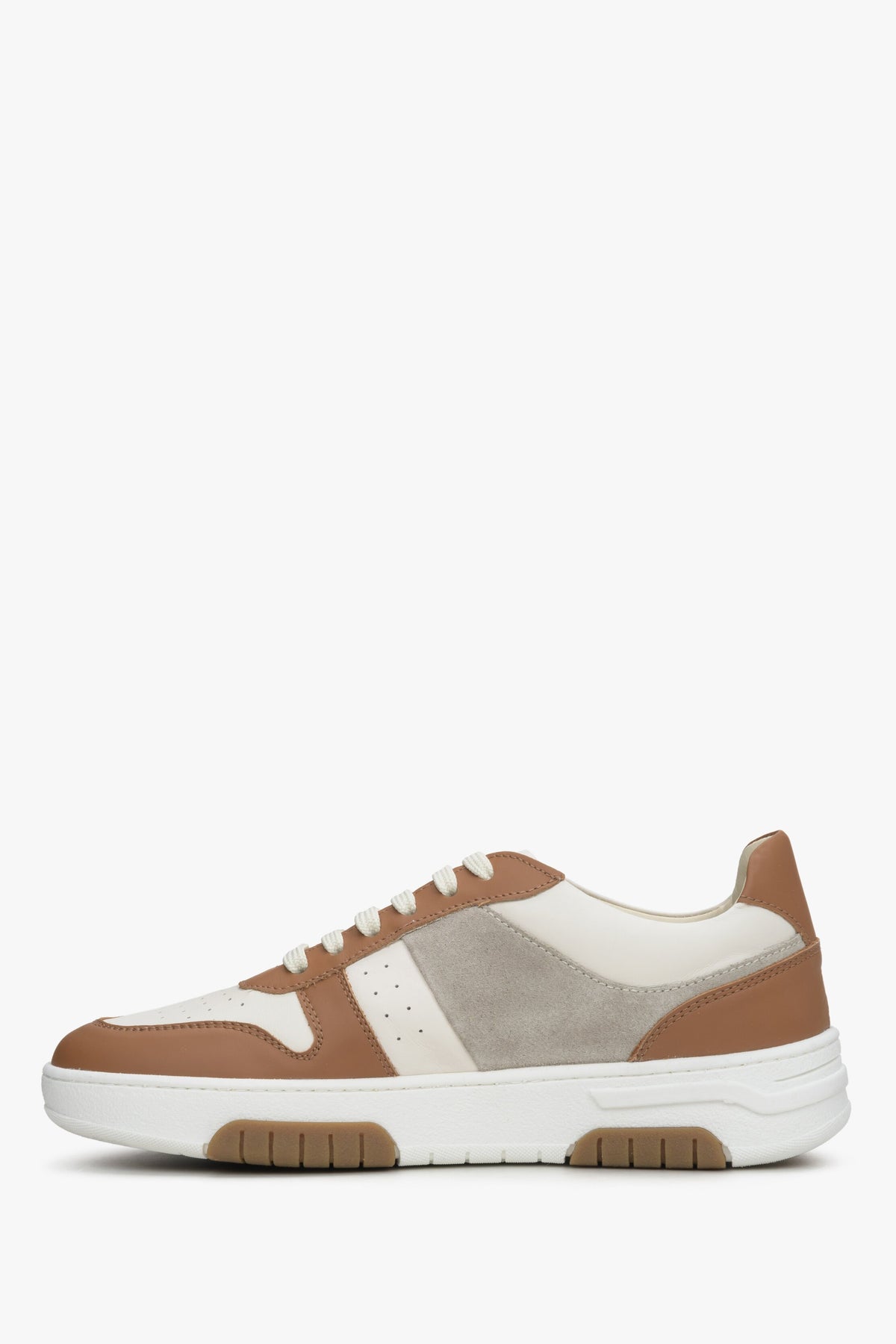 Damskie brązowo-białe sneakersy Estro - profil buta.