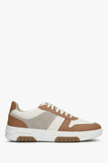 Brązowo-szaro-białe sneakersy damskie z włoskiej skóry naturalnej Estro ER00114890