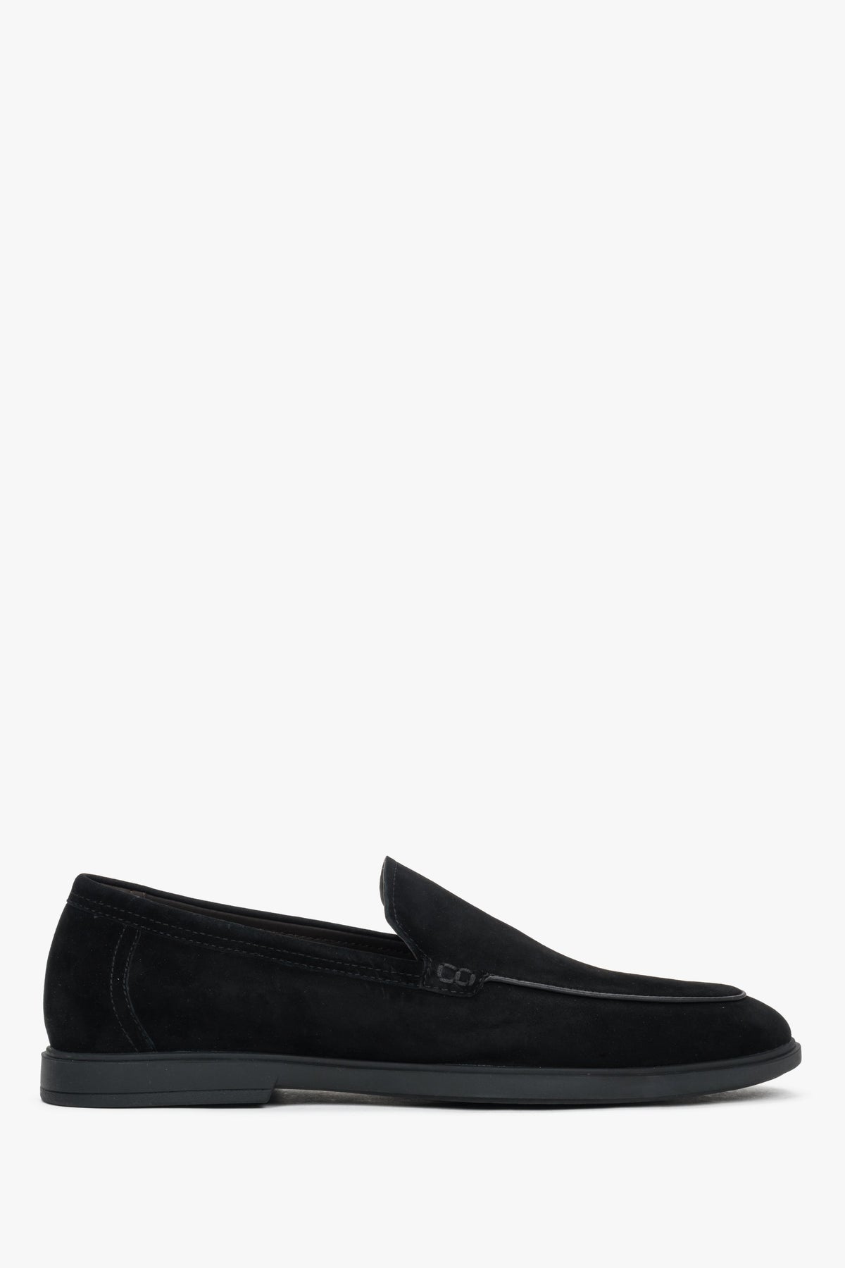 Podłużne czarne loafersy męskie z weluru naturalnego Estro ER00119403.
