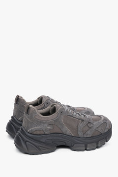 Z weluru naturalnego i przewiewnej siateczki, szare sneakersy damskie na platformie ES8.