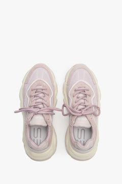 Jasnofioletrowe sneakersy damskie z łączonych materiałów na grubej podeszwie ES 8 - prezentacja modelu z góry.