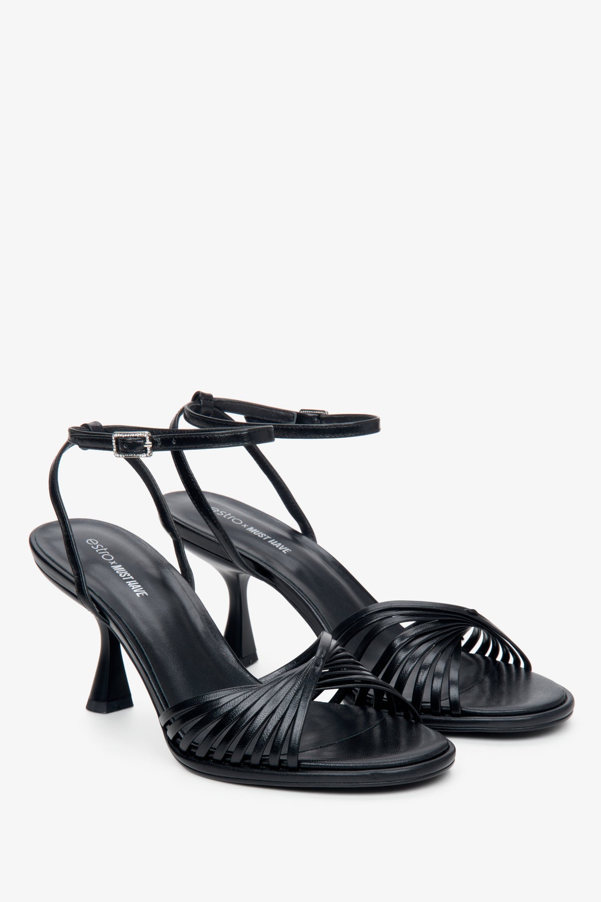 Czarne sandały damskie na obcasie kielichowym Estro X MustHave ER00114247