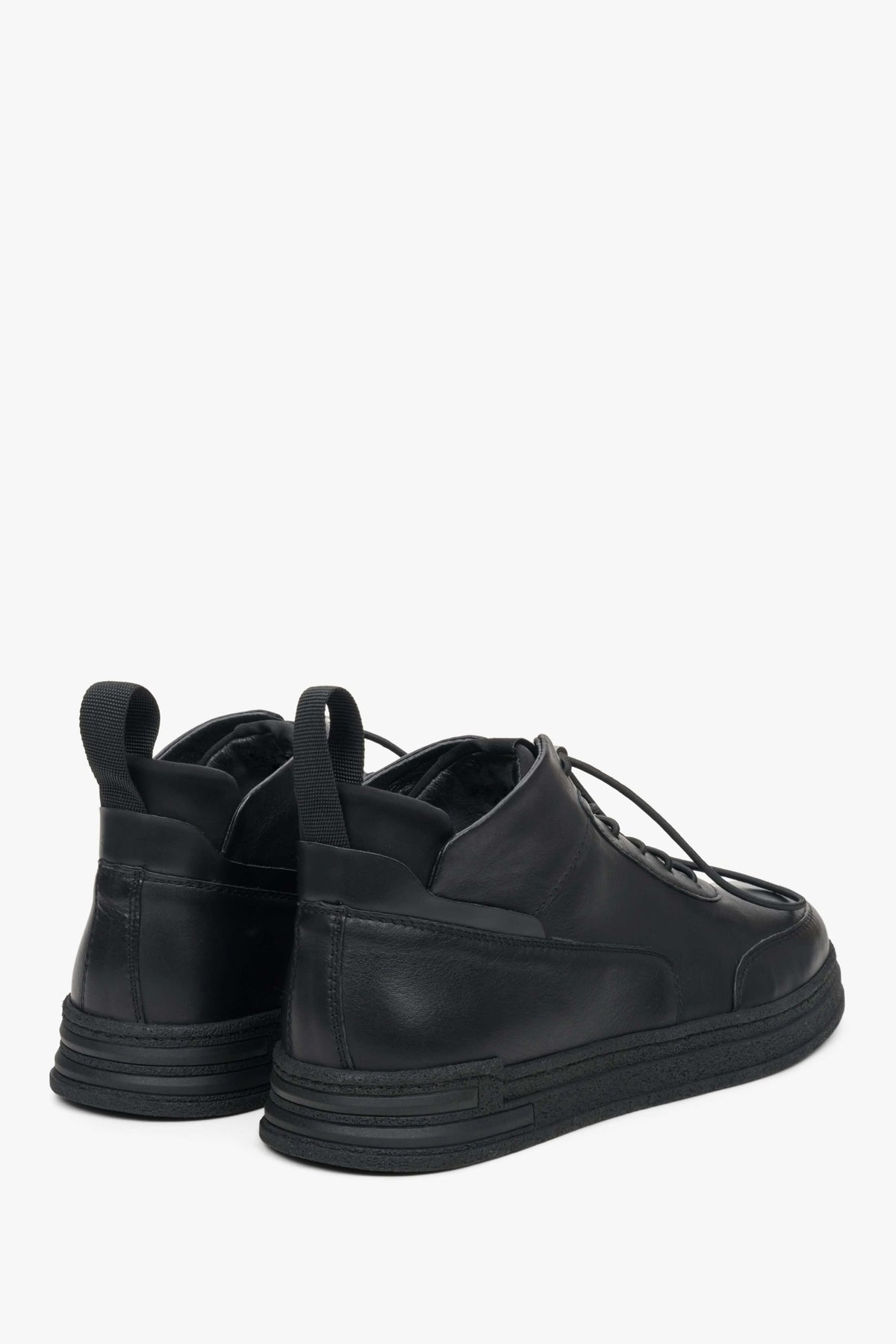 Wysokie sneakersy męskie ze skóry naturalnej, czarne Estro ER00112213